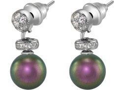 Серьги из серебра с жемчугом и кристаллом swarovski (Арт.abs-12-8-19-s)
