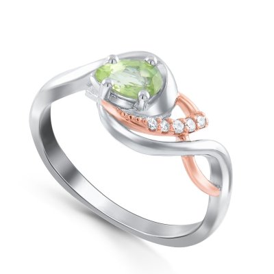 Кольцо Серебряные крылья (Арт.21knys1848pgp-155_hrizolit_kubcirkonii_30)