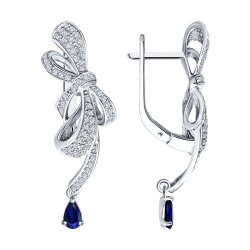 Серьги из белого золота с бриллиантами и сапфирами (Арт.52-221-02407-1)