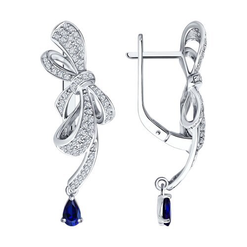 Серьги из белого золота с бриллиантами и сапфирами (Арт.52-221-02407-1)