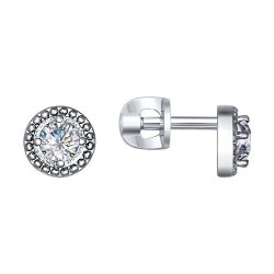 Серьги-пусеты из серебра с фианитами (Арт.94021035)