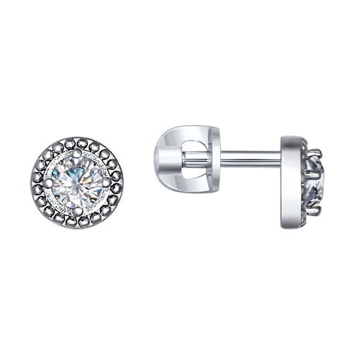 Серьги-пусеты из серебра с фианитами (Арт.94021035)
