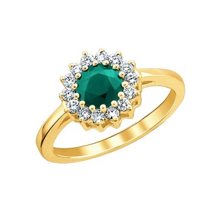 Кольцо золотое с бриллиантами и изумрудом «Garden Aura» Estet (арт.01К643167-5)