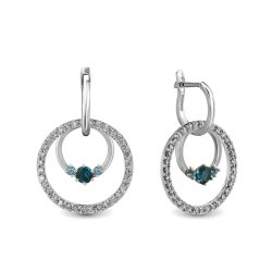 Серьги из золота с бриллиантом и топазом Русские Самоцветы (Арт.53711)