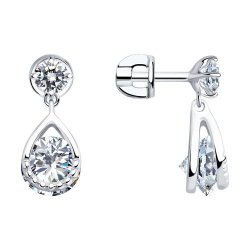 Серьги из серебра с фианитами (Арт.94023189)