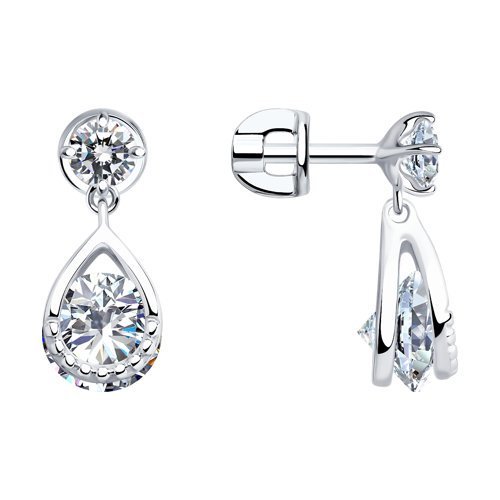 Серьги из серебра с фианитами (Арт.94023189)