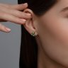 Серьги пусеты золотые пробы 585 с наноизумрудом (Арт.728949)