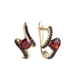 Серьги с гранатом «Spring Spark» серебро 925 Fresh Jewelry (арт.CZ-E00935-X-LB-PG-X-BR)