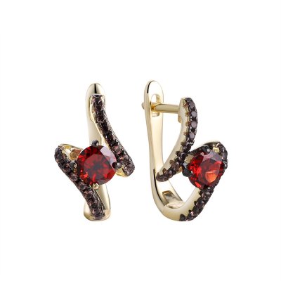 Серьги из серебра с гранатом (Арт.cz-e00935-x-lb-pg-x-br)