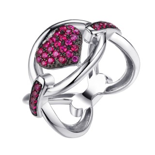 Кольцо с корундом «Chain Heart» серебро 925 Fresh Jewelry (арт.CZ-R02922-X-WB-X-X-RC)