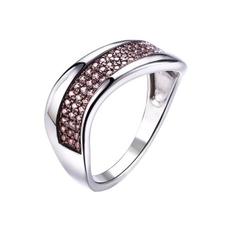 Кольцо серебряное с фианитами «Brown Wave» Fresh Jewelry (арт.MP-R00236-X-WB-X-X-BR)