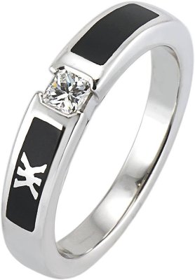 Кольцо из белого золота с бриллиантом и эмалью (Арт.dkl40tklnog_(0.16))