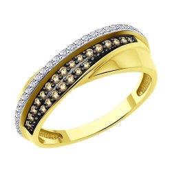 Кольцо из желтого золота с бриллиантами (Арт.1012594-2)