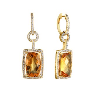 Серьги золото с бриллиантами и цитринами «Солнечный Каскад» MyJewels (арт.D676)
