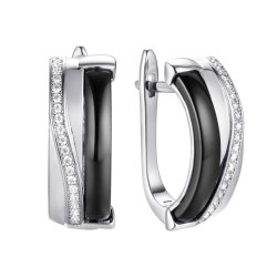 Серьги из серебра с керамикой и фианитом (Арт.tc-e00687-b-w-x-x-w)