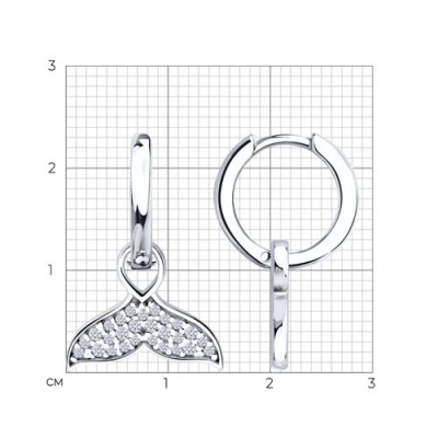 Серьги из серебра с фианитами «Хвост русалки» SOKOLOV (арт.94-121-00011-1)