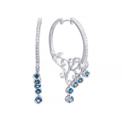 Серьги из белого золота с бриллиантом и топазом (Арт.e36376_sr_lt_wg)