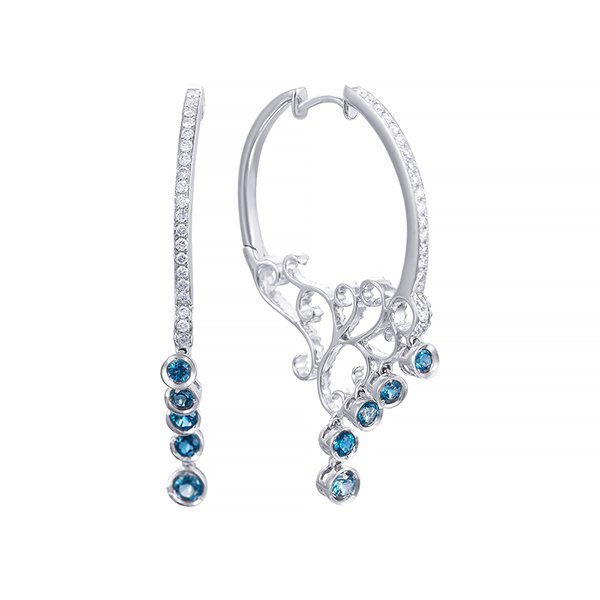 Серьги из белого золота с бриллиантом и топазом (Арт.e36376_sr_lt_wg)