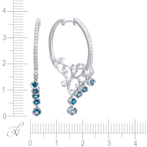 Серьги из белого золота с бриллиантом и топазом (Арт.e36376_sr_lt_wg)