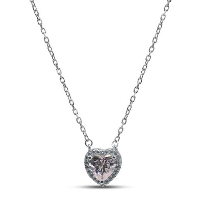 Ожерелье серебряное с кубическим цирконием «Крылья сердца» Myjewels (арт.2512)
