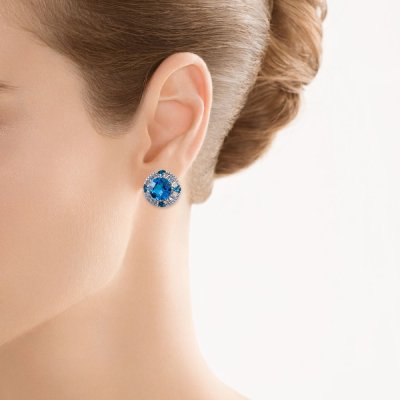 Серьги из белого золота с бриллиантом и топазом (Арт.er-32232_sr_bt_lt_wg)