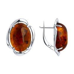 Серьги из серебра с янтарём (Арт.83020315)