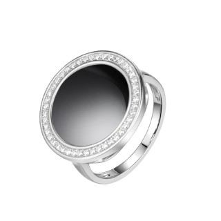 Кольцо серебряное с керамикой и фианитами «Ceramic Eclipse» Fresh Jewelry (арт.TC-R01332-B-W-X-X-W)