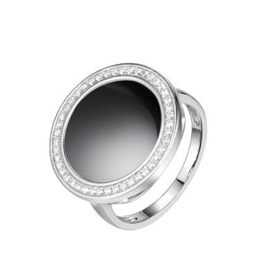 Кольцо серебряное с керамикой и фианитами «Ceramic Eclipse» Fresh Jewelry (арт.TC-R01332-B-W-X-X-W)