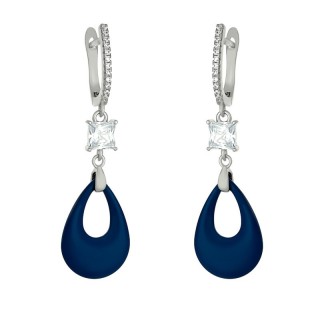 Серьги с керамикой и кубическим цирконием «Ночная Лагуна» Fresh Jewelry (арт.TM-E00967-Вl-W-W-X-W)