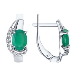 Серьги из серебра с агатами и фианитами (Арт.94-320-00183-2)