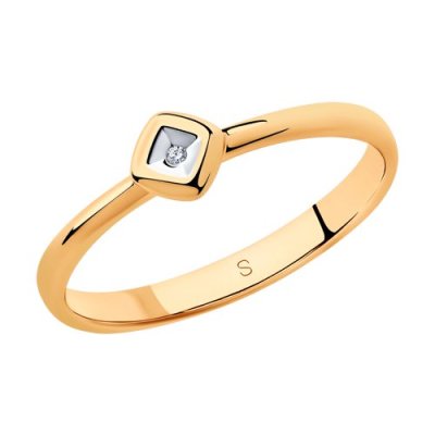 Кольцо из серебра с бриллиантом (Арт.87010026)