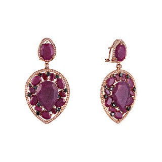 Серьги золото с бриллиантами и корундом «Розовый Вальс» MYJEWELS (арт.HF04)