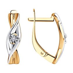 Серьги из золочёного серебра с бриллиантами (Арт.87020055)