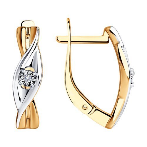 Серьги из золочёного серебра с бриллиантами (Арт.87020055)