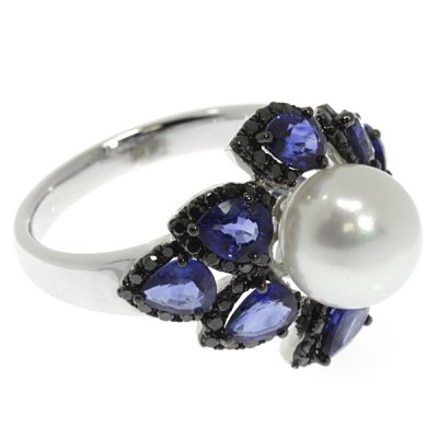 Кольцо из белого золота с бриллиантом и жемчугом (Арт.mr15524a_ko_db_sa_wp_wg)