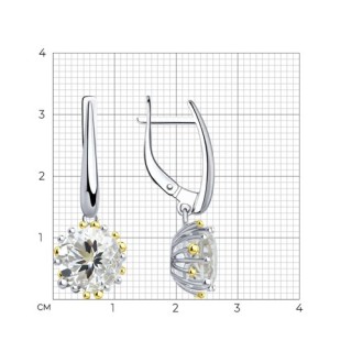 Серьги из серебра с горным хрусталем «Сияние Альп» Соколов (арт.9202)