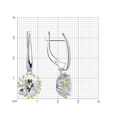 Серьги из серебра с горным хрусталем «Сияние Альп» Соколов (арт.9202)