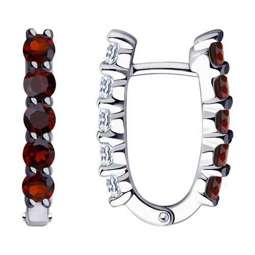 Серьги из серебра с гранатами и фианитами (Арт.92022236)