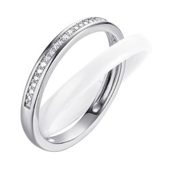 Кольцо из серебра с керамикой и фианитом (Арт.tc-r00668-w-w-x-x-w)
