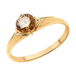 Кольцо из золочёного серебра с фианитом (Арт.93-110-01550-2)