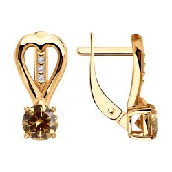 Серьги из золочёного серебра с фианитами (Арт.93-120-01551-2)