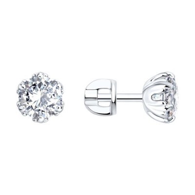 Серьги из серебра с фианитом «Снежное Сияние» Соколов (арт.94027538)