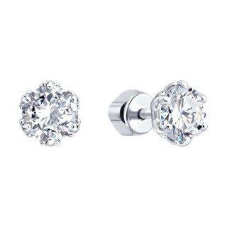 Серьги из серебра с фианитом «Снежное Сияние» Соколов (арт.94027538)