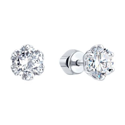 Серьги из серебра с фианитом «Снежное Сияние» Соколов (арт.94027538)
