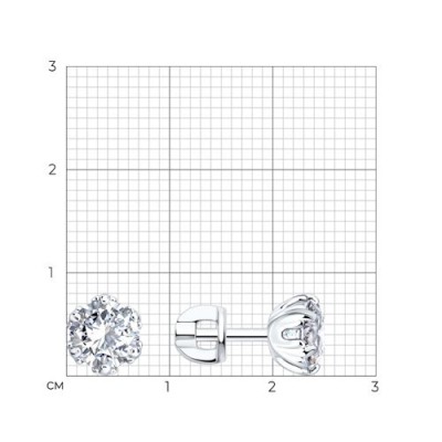 Серьги из серебра с фианитом «Снежное Сияние» Соколов (арт.94027538)