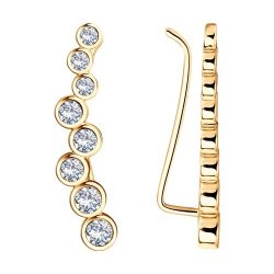 Серьги из золочёного серебра с фианитами (Арт.93021057)