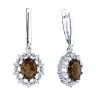 Серьги из серебра с раухтопазами и фианитами (Арт.94-321-02042-4)