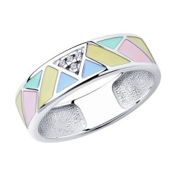Кольцо из серебра с эмалью и фианитами (Арт.94012114)