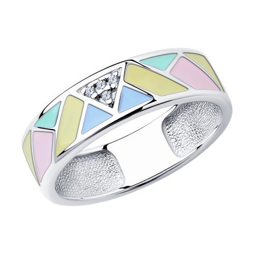 Кольцо из серебра с эмалью и фианитами (Арт.94012114)