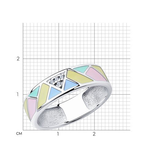 Кольцо из серебра с эмалью и фианитами (Арт.94012114)